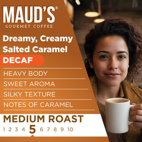 100% Arabica decaf beans used in Maud’s pods for consistent flavor.