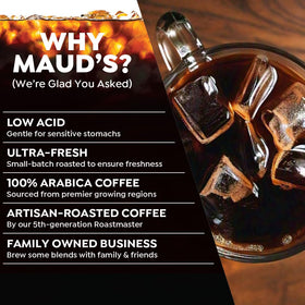 Maud's Arabica beans deliver a rich aroma and balanced cup any time.