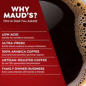 MAUD'S aroma-rich coffee pods deliver inviting scent with each brew.