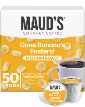 Maud's Bananas Foster Coffee Pods deliver a rich, banana-forward aroma for a cozy morning.