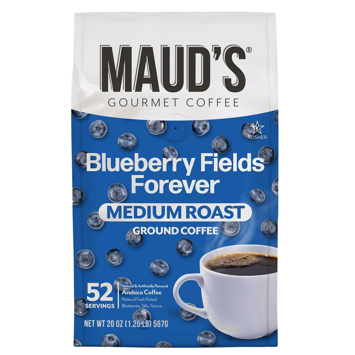 Maud's Blueberry Fields Forever bag front, ideal for bright morning rituals.