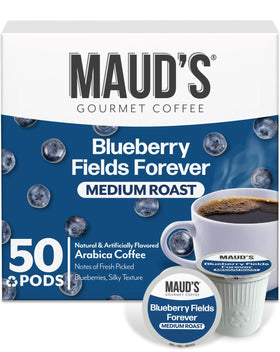 Maud's blueberry-flavored coffee pod ready for Keurig brewing in your morning routine