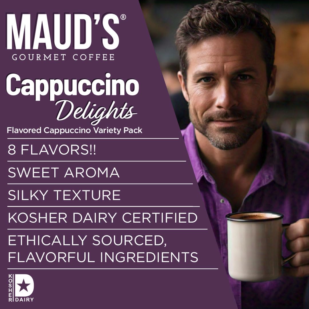 Maud's Cappuccino Delights Peppermint Bark pods provide refreshing minty aroma