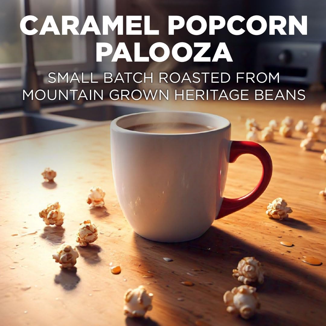 Maud's Caramel Popcorn Coffee Pods brew a smooth, caramel-aroma cup.