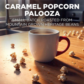 Maud's Caramel Popcorn Coffee Pods brew a smooth, caramel-aroma cup.