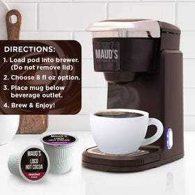 Maud's cinnamon churro cocoa pod in a cup with warm spice notes.