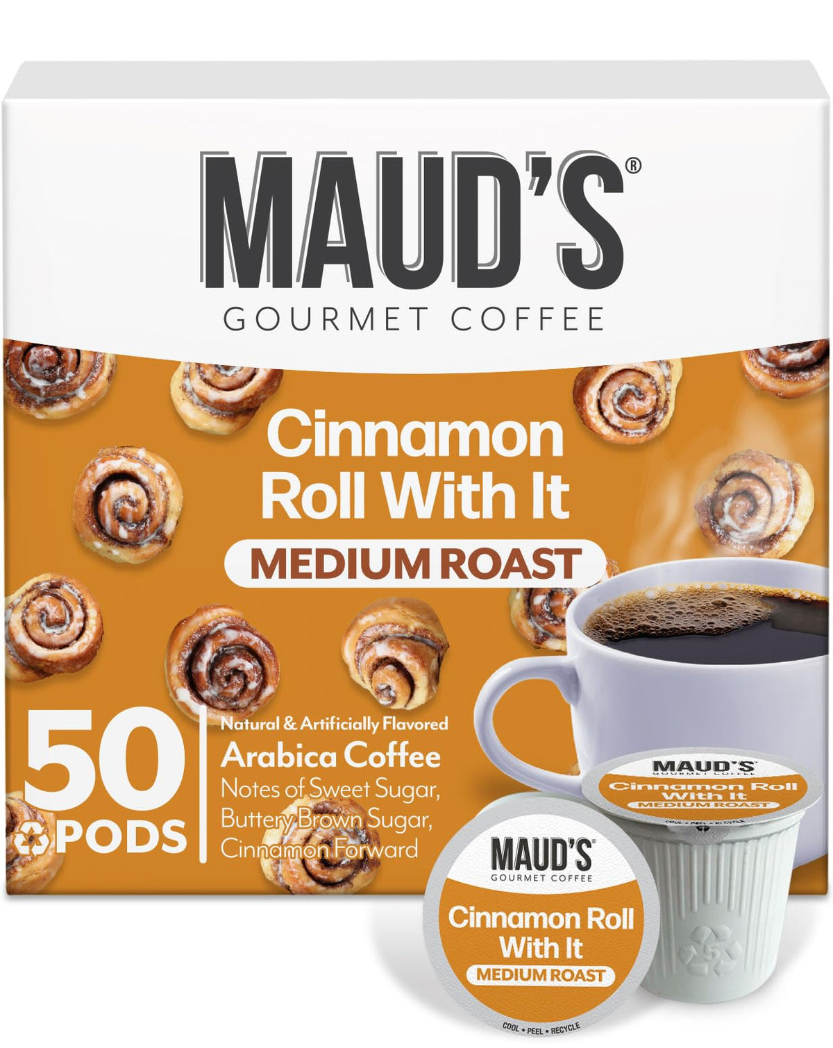 MAUD'S cinnamon-roll pods: rich aroma and quick morning brew.