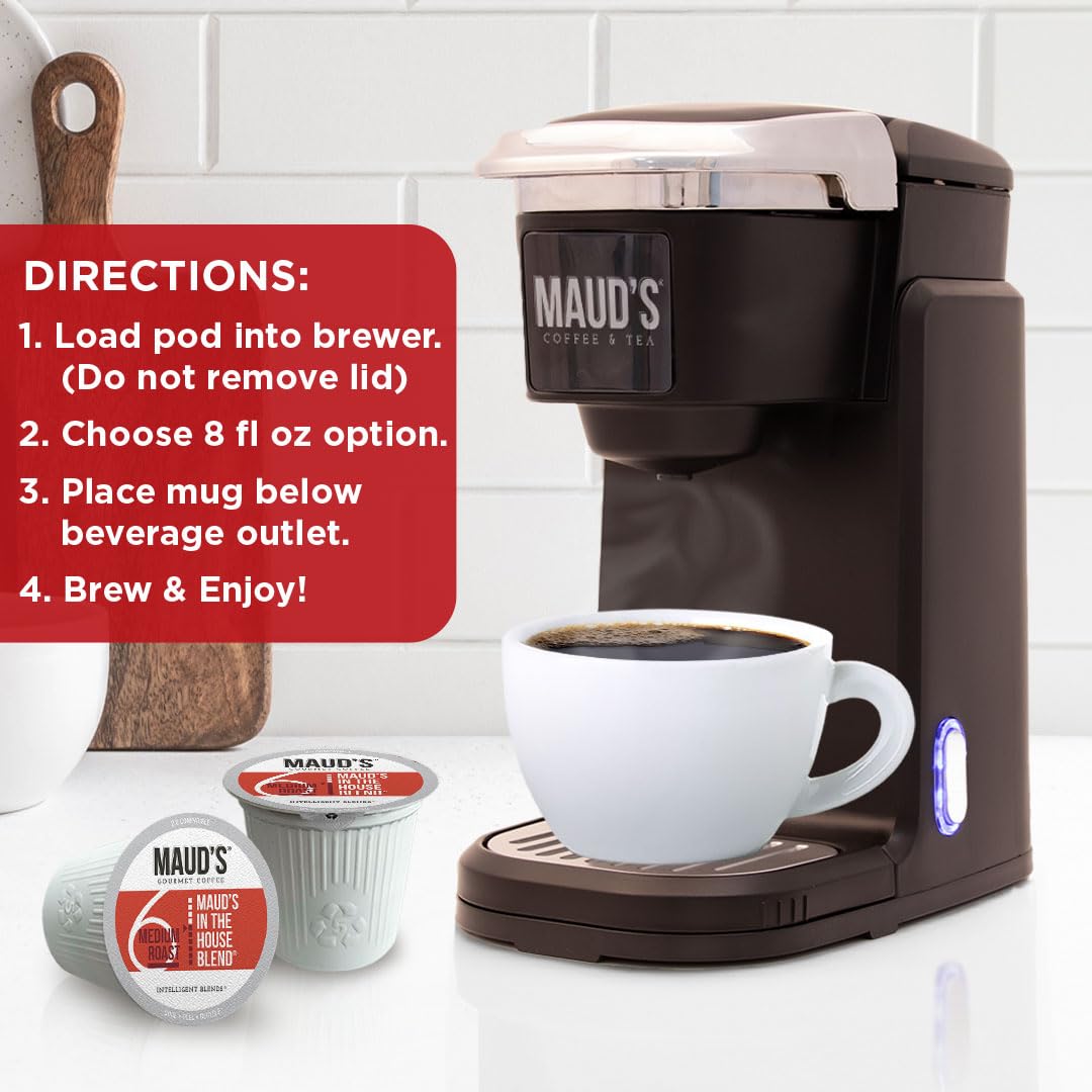 Maud's coffee pods compatible with Keurig K-Cups machines.