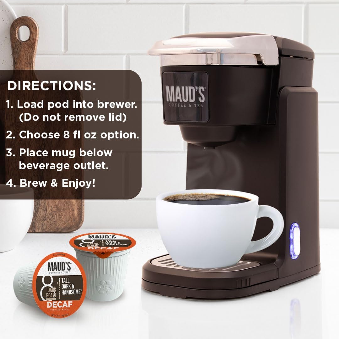 Maud's decaf pods produced in a solar-powered facility for sustainable choice.