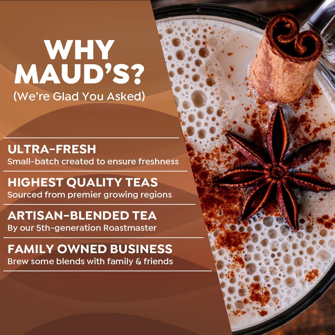 Maud's Espresso Chai Latte Pod chai spice blends energize mornings with aroma.