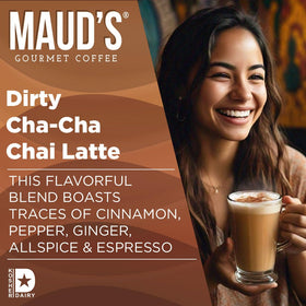 Maud's Espresso Chai Latte Pod crema highlights a creamy texture for a comforting sip.