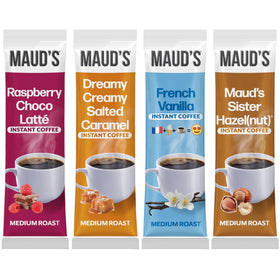 Maud's Salted Caramel flavor packets for rich hot or iced cups
