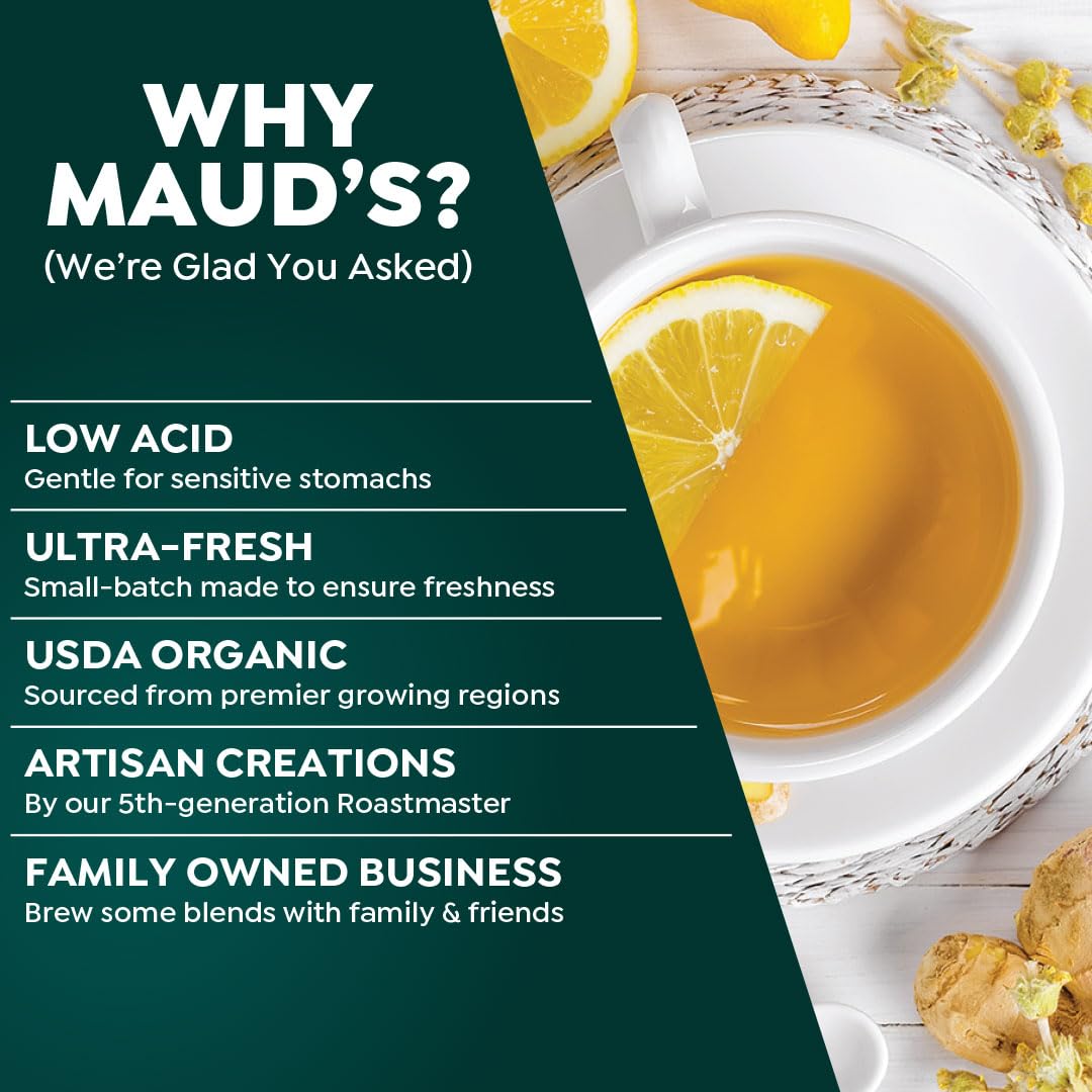 Maud's Passion Green Tea Pods brewing cup steam invites tropical aroma at home