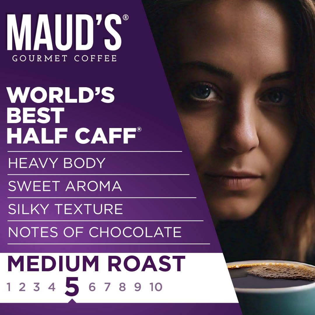 Maud's Half Caff coffee pods Keurig compatibility, quick cups with minimal cleanup.