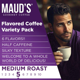 Maud's Half Caff banana foster flavor pods for a comforting at-home treat.