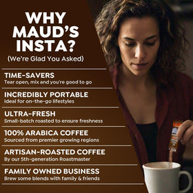 Maud's hot or iced coffee cup ready in minutes with water