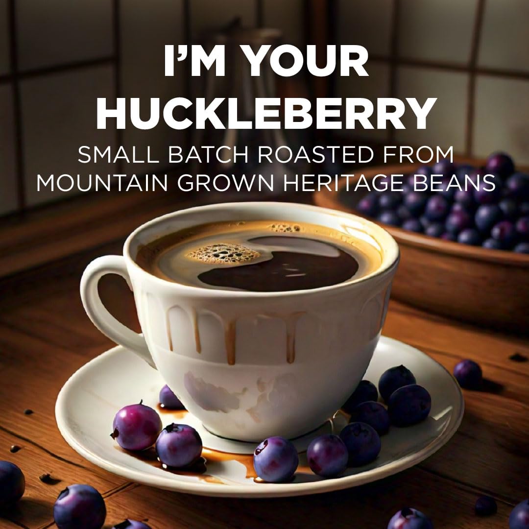Maud's Huckleberry coffee pod pack display for convenient single-serve mornings.