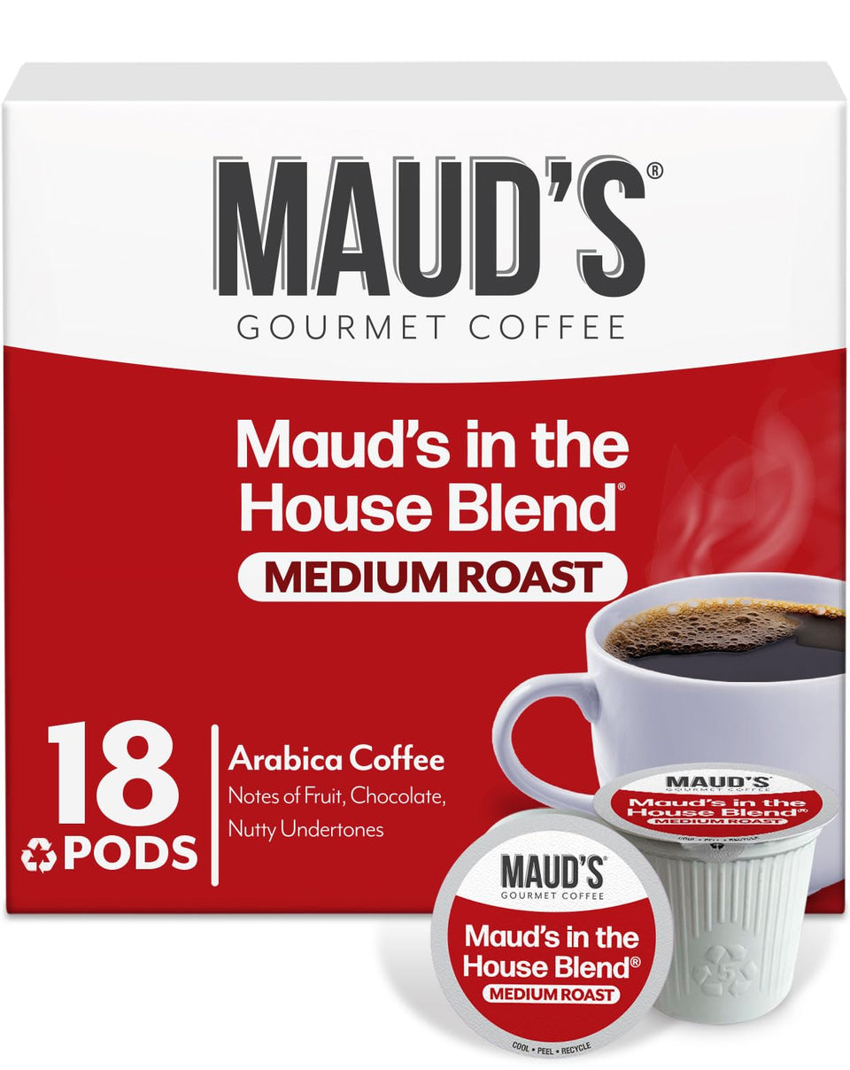 Maud's medium roast pods in a box, convenient 18-count single-serve option.