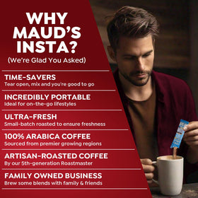 Maud's Instant Coffee packets provide quick, convenient single-serve brews
