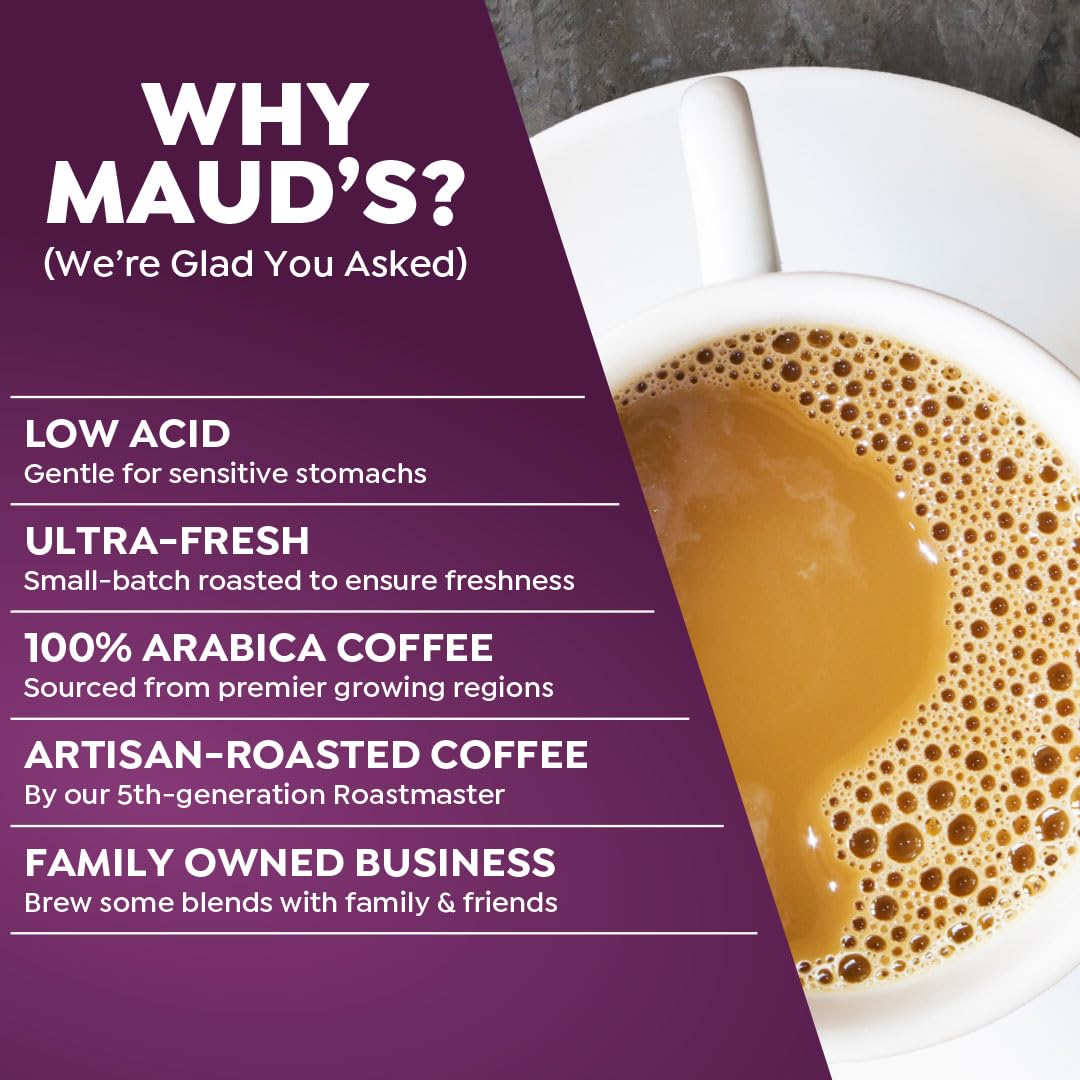 Maud's Keurig-compatible pods deliver smooth brews with compatible machines.