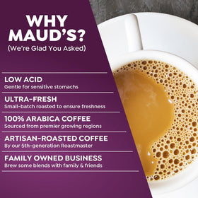 Maud's Keurig-compatible pods deliver smooth brews with compatible machines.