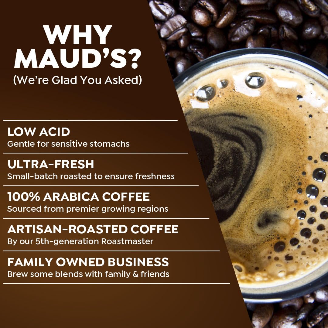 Maud's Keurig-compatible pods in a brewer for quick, convenient coffee.