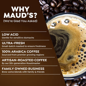 Maud's Keurig-compatible pods in a brewer for quick, convenient coffee.