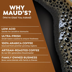Maud's Keurig-compatible pods brewing demonstrates quick, mess-free coffee moments.