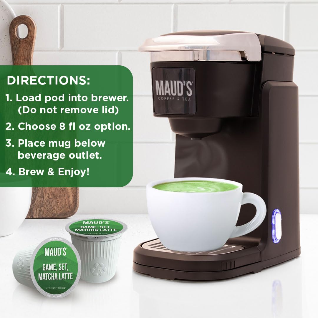 Maud's Matcha Latte Pods ideal for refreshing iced lattes.