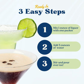 Maud's Mango Mojito mix served with mint and lime.