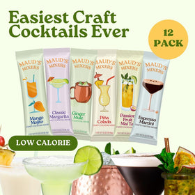 Maud's Passion Fruit Mai Tai mix poured, evoking tropical vibes and island-inspired flavor.