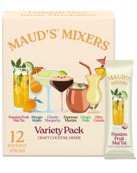 Maud's Mixers variety pack front view for quick party ideas and effortless hosting.