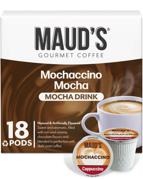 Maud's Mochaccino Cappuccino pod pack shot showing rich flavor potential