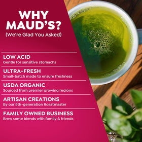 Maud's Solar-powered facility badge emphasizing sustainable production