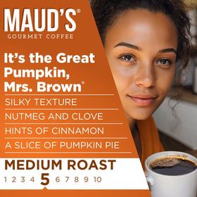 Maud's Pumpkin Spice coffee pod brew demonstrates easy Keurig compatibility.