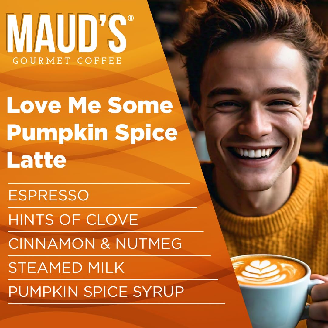 Maud's pumpkin spice latte spice-dust image highlights warm aroma and flavor.
