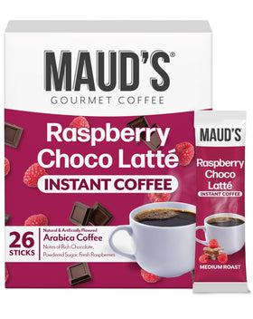 Maud's Raspberry Chocolate Flavored Coffee Pack ready to brew for a quick morning lift.