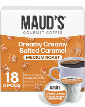 Maud's Salted Caramel pods in package for easy mornings