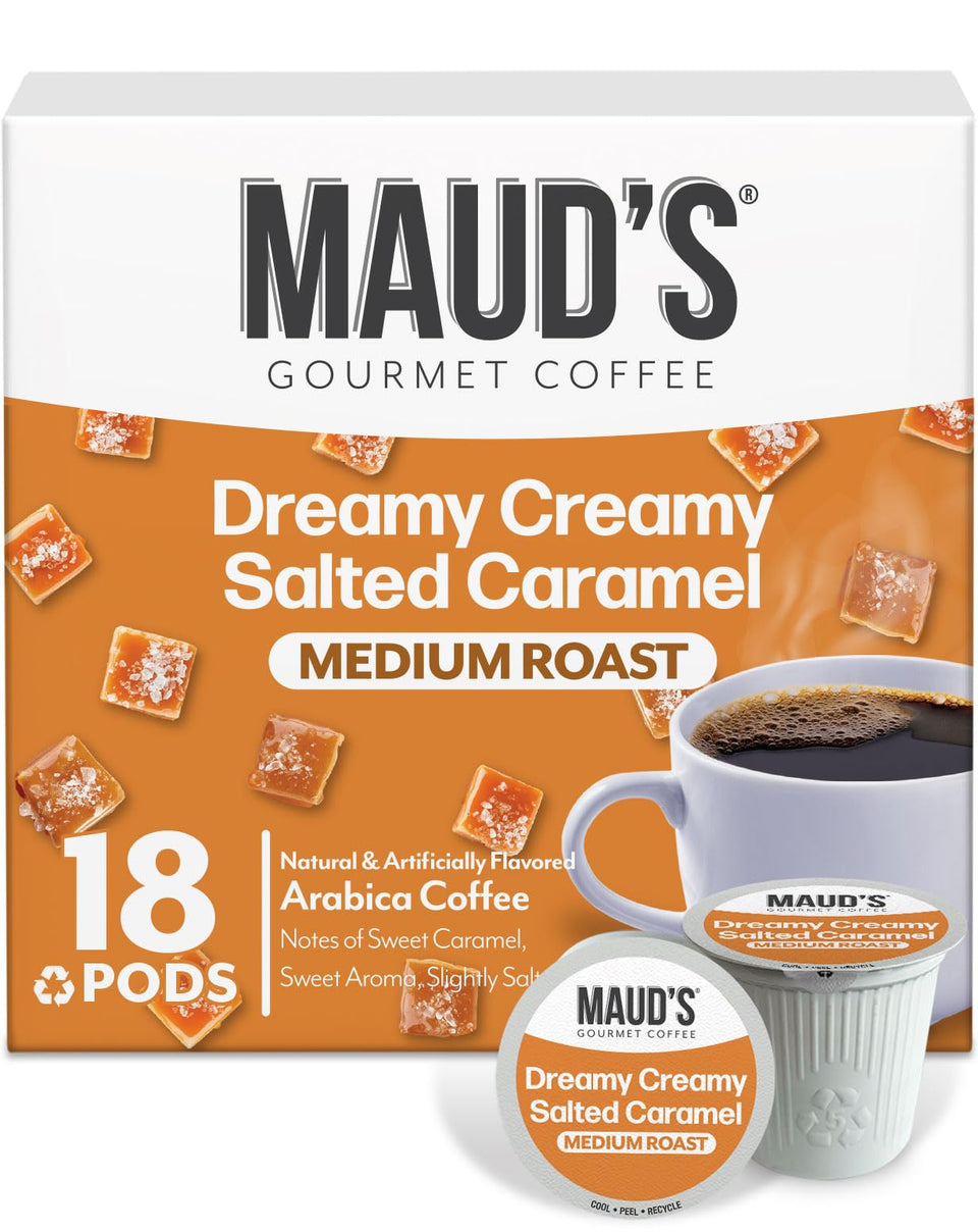 Maud's Salted Caramel pods in package for easy mornings