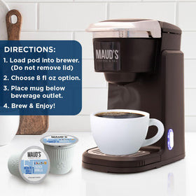Maud's coffee is produced in a solar-powered facility for sustainability.
