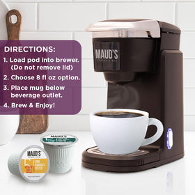 Maud's sustainable family-owned coffee, produced in a solar-powered facility.
