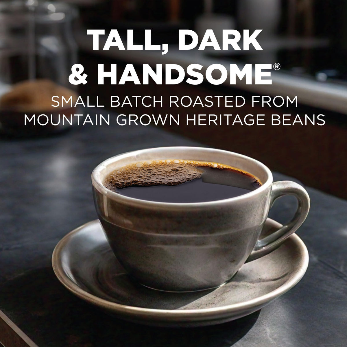 Maud's coffee pod brewing into a cup, highlighting rich aroma.