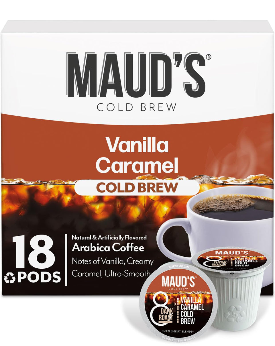 Maud’s Vanilla Caramel Cold Brew pods brew a bold, smooth cup.