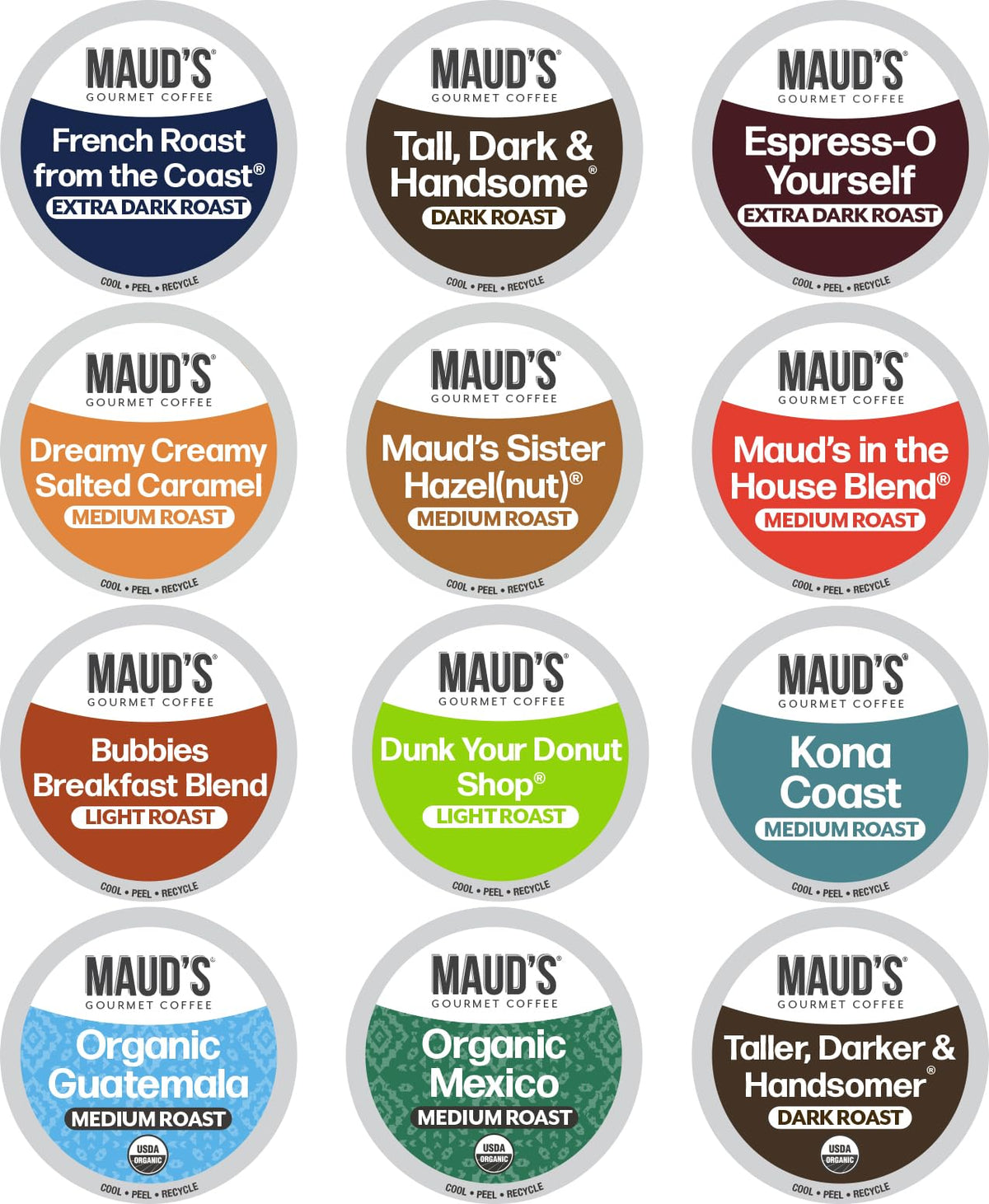 Maud's variety coffee pods 136ct offering a bold, quick-morning brew