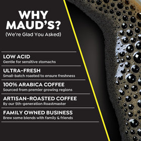 Maud's World's Strongest Decaf pods compatible with Keurig for simple mornings.