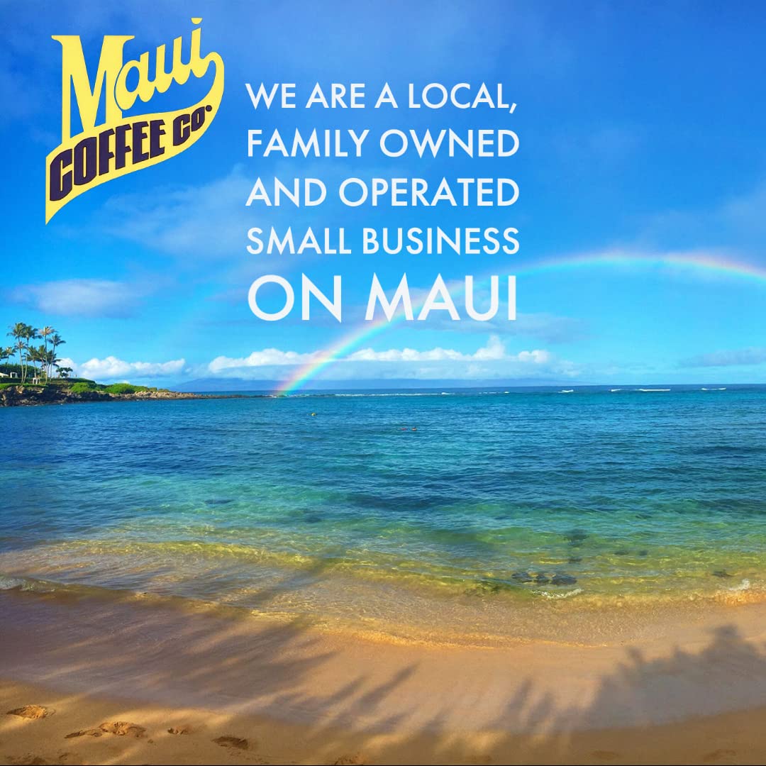 Small-batch ground Maui Blend preserves aroma and flavor in a tidy kitchen.