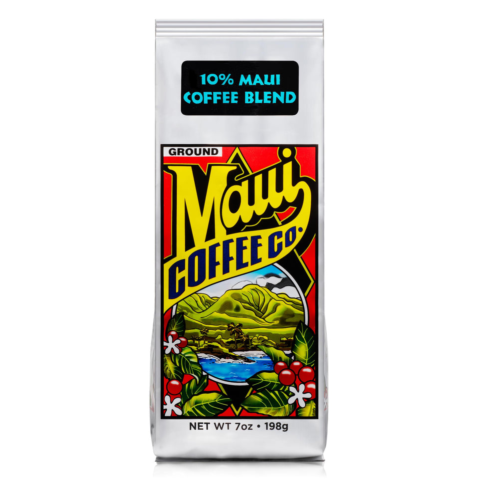 Maui Coffee Co Maui Blend ground bag with fresh aroma and balanced flavor.