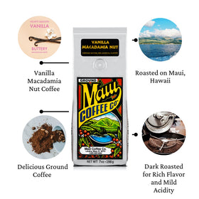 Maui Coffee Co Vanilla Macadamia Nut gift pack for cafe lovers.