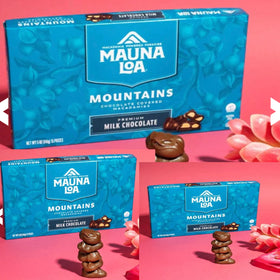 Mauna Loa Milk Chocolate Macadamia Nuts close-up shows creamy coating that melts smoothly.