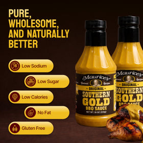 Maurice's Southern Gold BBQ on chicken creates a tangy glaze.